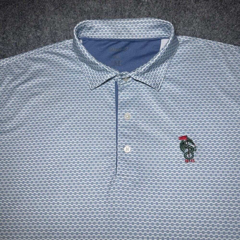 Johnnie-O Polo Shirt 2XL Monterey Peninsula Country Club Blue Floral Geometric